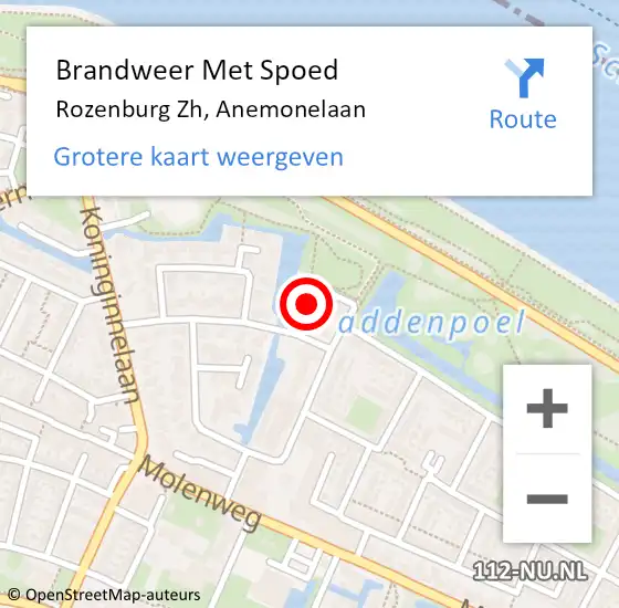 Locatie op kaart van de 112 melding: Brandweer Met Spoed Naar Rozenburg Zh, Anemonelaan op 20 juni 2017 21:54