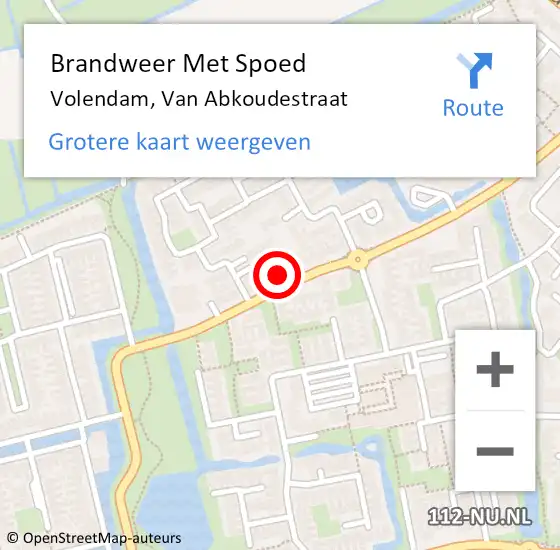 Locatie op kaart van de 112 melding: Brandweer Met Spoed Naar Volendam, Van Abkoudestraat op 20 juni 2017 22:08