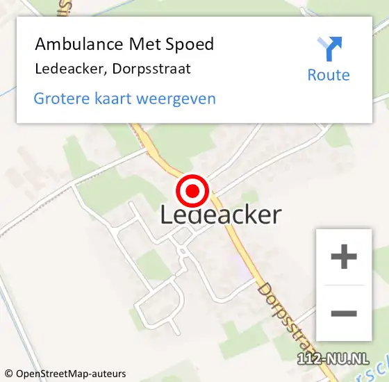 Locatie op kaart van de 112 melding: Ambulance Met Spoed Naar Ledeacker, Dorpsstraat op 20 juni 2017 22:57