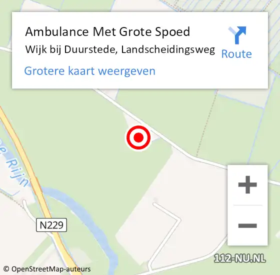 Locatie op kaart van de 112 melding: Ambulance Met Grote Spoed Naar Wijk bij Duurstede, Landscheidingsweg op 21 juni 2017 03:13