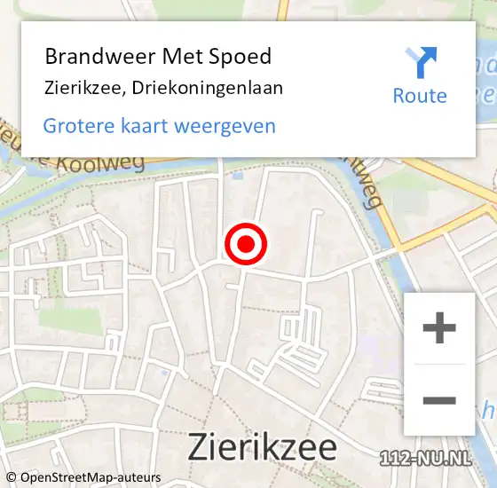 Locatie op kaart van de 112 melding: Brandweer Met Spoed Naar Zierikzee, Driekoningenlaan op 21 juni 2017 05:38