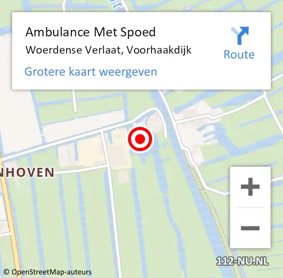 Locatie op kaart van de 112 melding: Ambulance Met Spoed Naar Woerdense Verlaat, Voorhaakdijk op 21 juni 2017 08:03