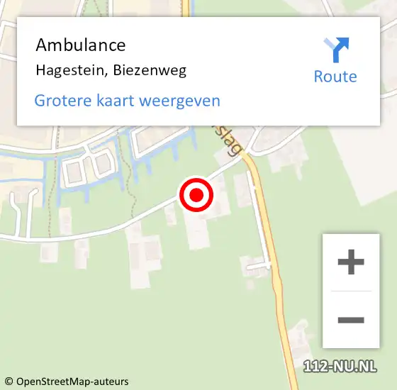 Locatie op kaart van de 112 melding: Ambulance Hagestein, Biezenweg op 21 juni 2017 08:23