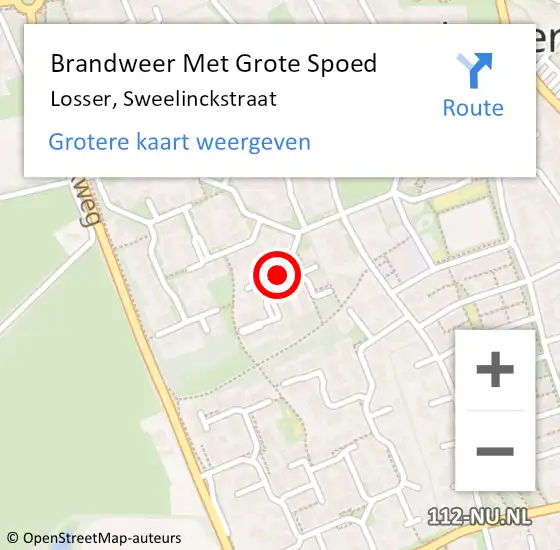 Locatie op kaart van de 112 melding: Brandweer Met Grote Spoed Naar Losser, Sweelinckstraat op 21 juni 2017 08:52