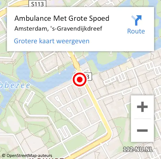 Locatie op kaart van de 112 melding: Ambulance Met Grote Spoed Naar Amsterdam, 'S-Gravendijkdreef op 21 juni 2017 09:31