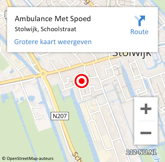 Locatie op kaart van de 112 melding: Ambulance Met Spoed Naar Stolwijk, Schoolstraat op 21 juni 2017 10:06