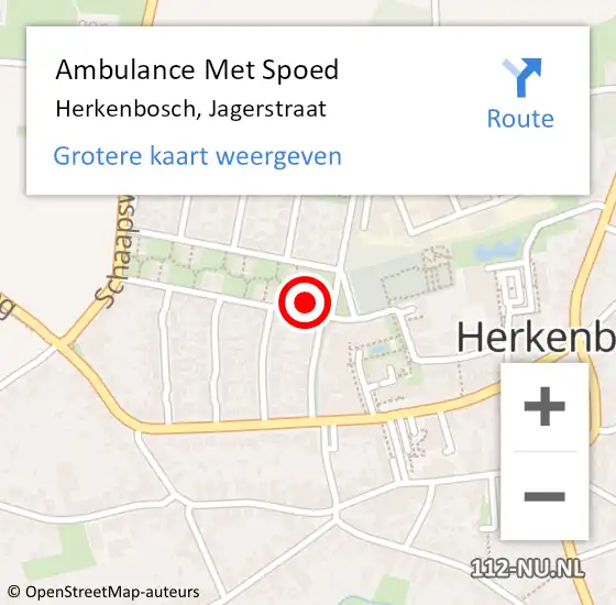 Locatie op kaart van de 112 melding: Ambulance Met Spoed Naar Herkenbosch, Jagerstraat op 21 juni 2017 10:41