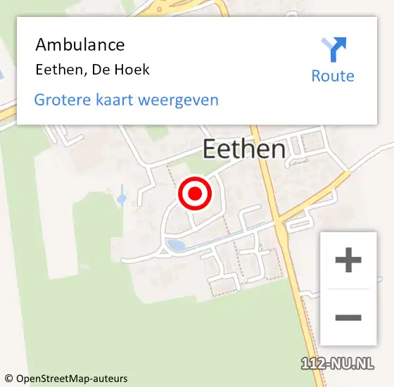 Locatie op kaart van de 112 melding: Ambulance Eethen, De Hoek op 21 juni 2017 10:50