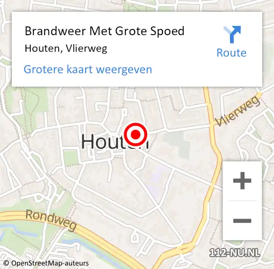 Locatie op kaart van de 112 melding: Brandweer Met Grote Spoed Naar Houten, Vlierweg op 21 juni 2017 11:41