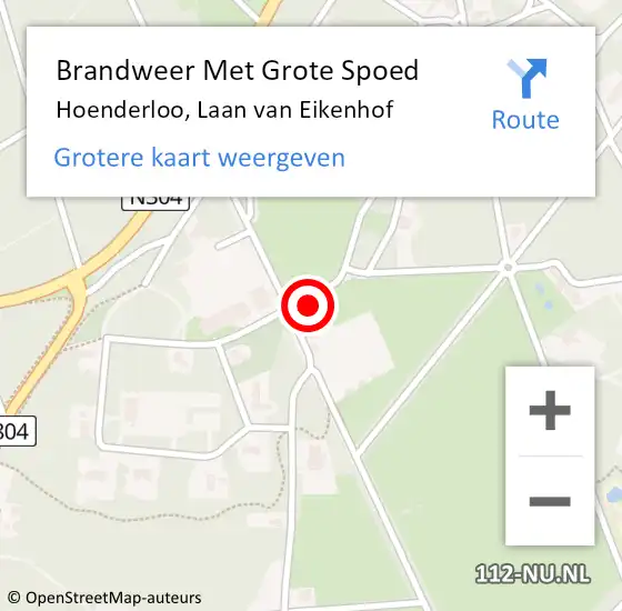 Locatie op kaart van de 112 melding: Brandweer Met Grote Spoed Naar Hoenderloo, Laan van Eikenhof op 21 juni 2017 12:12