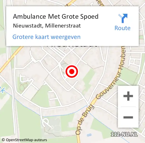 Locatie op kaart van de 112 melding: Ambulance Met Grote Spoed Naar Nieuwstadt, Millenerstraat op 24 januari 2014 14:13