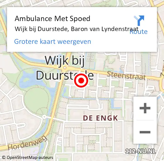 Locatie op kaart van de 112 melding: Ambulance Met Spoed Naar Wijk bij Duurstede, Baron van Lyndenstraat op 21 juni 2017 12:41