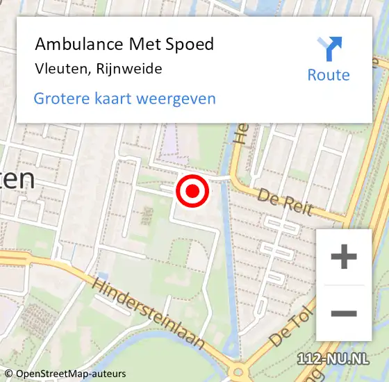 Locatie op kaart van de 112 melding: Ambulance Met Spoed Naar Vleuten, Rijnweide op 21 juni 2017 13:00