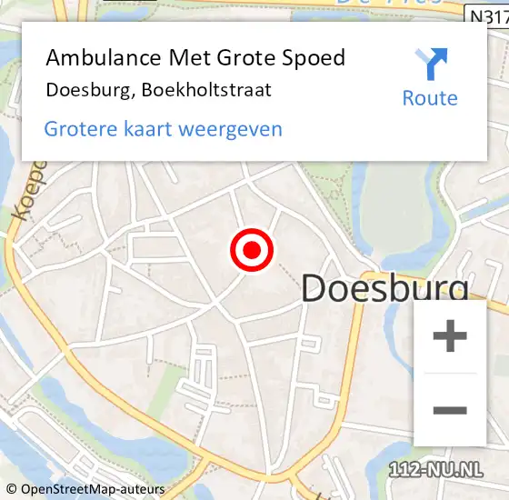 Locatie op kaart van de 112 melding: Ambulance Met Grote Spoed Naar Doesburg, Boekholtstraat op 21 juni 2017 14:01