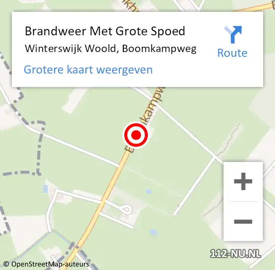 Locatie op kaart van de 112 melding: Brandweer Met Grote Spoed Naar Winterswijk Woold, Boomkampweg op 21 juni 2017 14:23