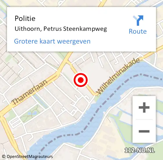 Locatie op kaart van de 112 melding: Politie Uithoorn, Petrus Steenkampweg op 21 juni 2017 14:57