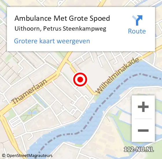 Locatie op kaart van de 112 melding: Ambulance Met Grote Spoed Naar Uithoorn, Petrus Steenkampweg op 21 juni 2017 15:00