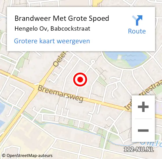 Locatie op kaart van de 112 melding: Brandweer Met Grote Spoed Naar Hengelo Ov, Babcockstraat op 21 juni 2017 15:02