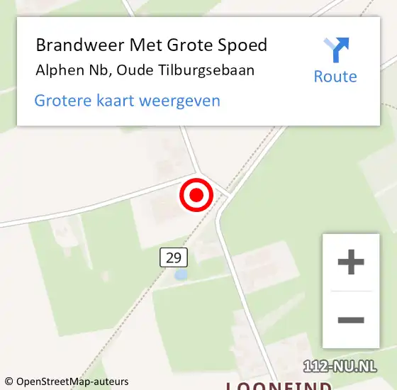 Locatie op kaart van de 112 melding: Brandweer Met Grote Spoed Naar Alphen Nb, Oude Tilburgsebaan op 21 juni 2017 15:13