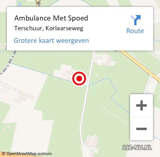 Locatie op kaart van de 112 melding: Ambulance Met Spoed Naar Terschuur, Korlaarseweg op 21 juni 2017 15:55