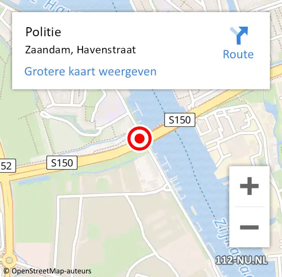 Locatie op kaart van de 112 melding: Politie Zaandam, Havenstraat op 21 juni 2017 16:58