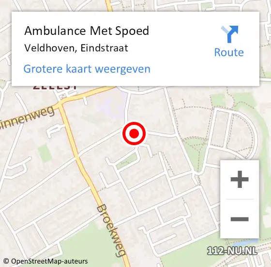 Locatie op kaart van de 112 melding: Ambulance Met Spoed Naar Veldhoven, Eindstraat op 21 juni 2017 17:02