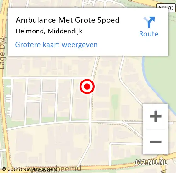 Locatie op kaart van de 112 melding: Ambulance Met Grote Spoed Naar Helmond, Middendijk op 21 juni 2017 17:09