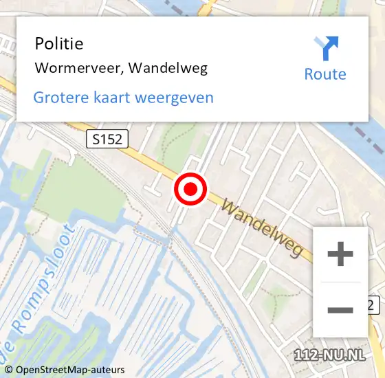 Locatie op kaart van de 112 melding: Politie Wormerveer, Wandelweg op 21 juni 2017 17:21