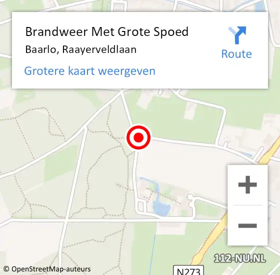 Locatie op kaart van de 112 melding: Brandweer Met Grote Spoed Naar Baarlo, Raayerveldlaan op 21 juni 2017 18:16