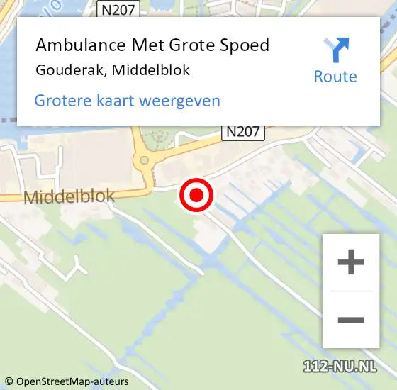 Locatie op kaart van de 112 melding: Ambulance Met Grote Spoed Naar Gouderak, Middelblok op 21 juni 2017 18:18