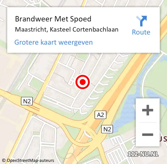 Locatie op kaart van de 112 melding: Brandweer Met Spoed Naar Maastricht, Kasteel Cortenbachlaan op 21 juni 2017 18:19