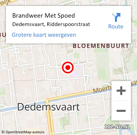 Locatie op kaart van de 112 melding: Brandweer Met Spoed Naar Dedemsvaart, Ridderspoorstraat op 24 januari 2014 15:02