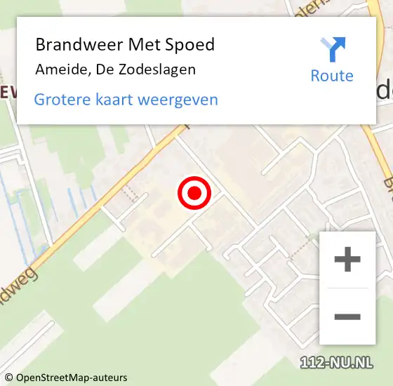 Locatie op kaart van de 112 melding: Brandweer Met Spoed Naar Ameide, De Zodeslagen op 21 juni 2017 19:45