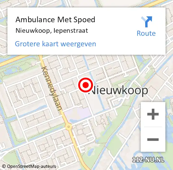 Locatie op kaart van de 112 melding: Ambulance Met Spoed Naar Nieuwkoop, Iepenstraat op 24 januari 2014 15:11