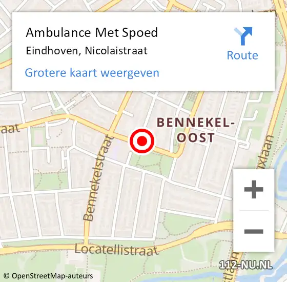 Locatie op kaart van de 112 melding: Ambulance Met Spoed Naar Eindhoven, Nicolaistraat op 21 juni 2017 21:37