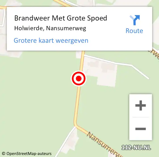 Locatie op kaart van de 112 melding: Brandweer Met Grote Spoed Naar Holwierde, Nansumerweg op 21 juni 2017 21:44