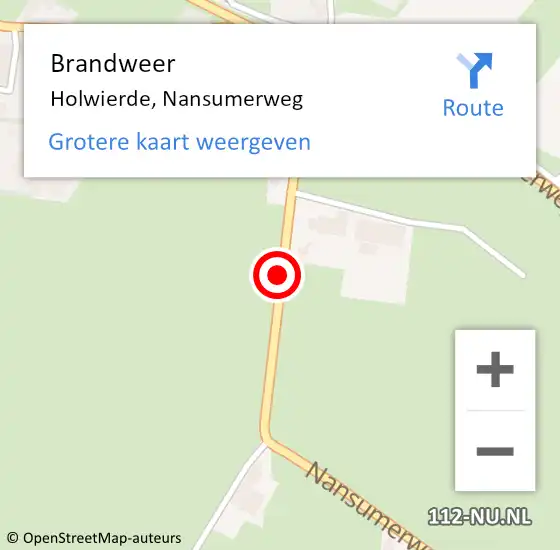 Locatie op kaart van de 112 melding: Brandweer Holwierde, Nansumerweg op 21 juni 2017 22:02