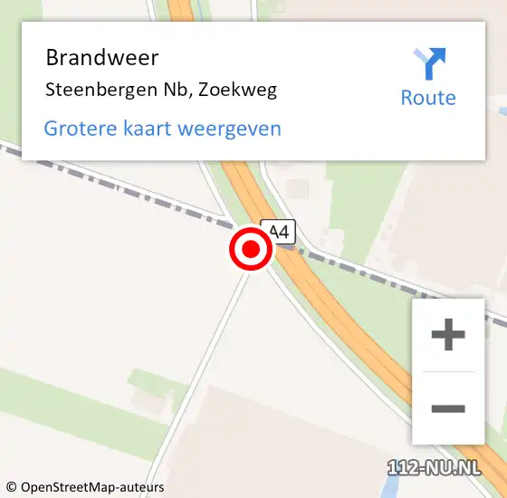 Locatie op kaart van de 112 melding: Brandweer Steenbergen Nb, Zoekweg op 21 juni 2017 22:21