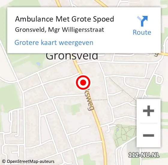 Locatie op kaart van de 112 melding: Ambulance Met Grote Spoed Naar Gronsveld, Mgr Willigersstraat op 24 januari 2014 15:20