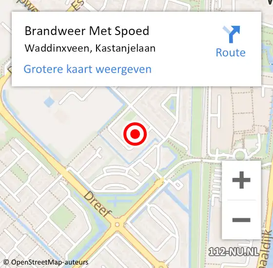 Locatie op kaart van de 112 melding: Brandweer Met Spoed Naar Waddinxveen, Kastanjelaan op 22 juni 2017 00:57