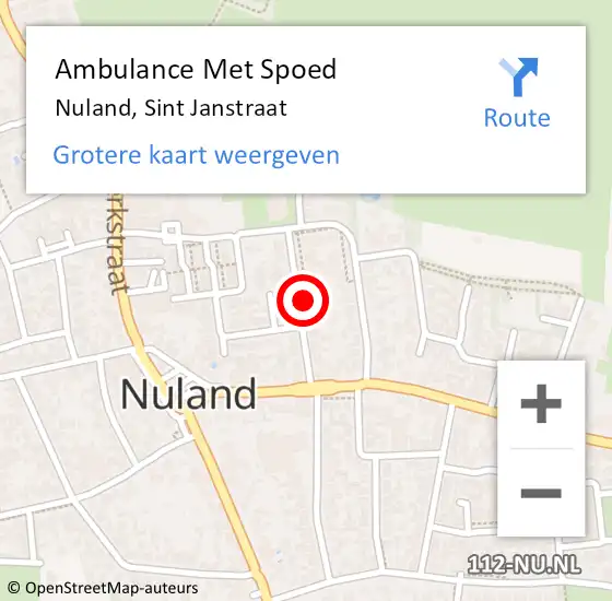 Locatie op kaart van de 112 melding: Ambulance Met Spoed Naar Nuland, Sint Janstraat op 22 juni 2017 01:05