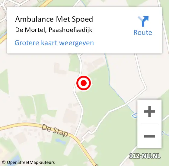 Locatie op kaart van de 112 melding: Ambulance Met Spoed Naar De Mortel, Paashoefsedijk op 22 juni 2017 02:41