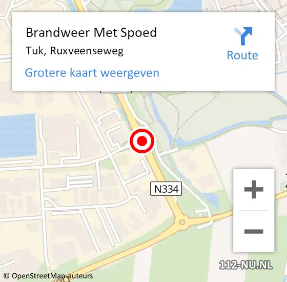 Locatie op kaart van de 112 melding: Brandweer Met Spoed Naar Tuk, Ruxveenseweg op 22 juni 2017 02:43