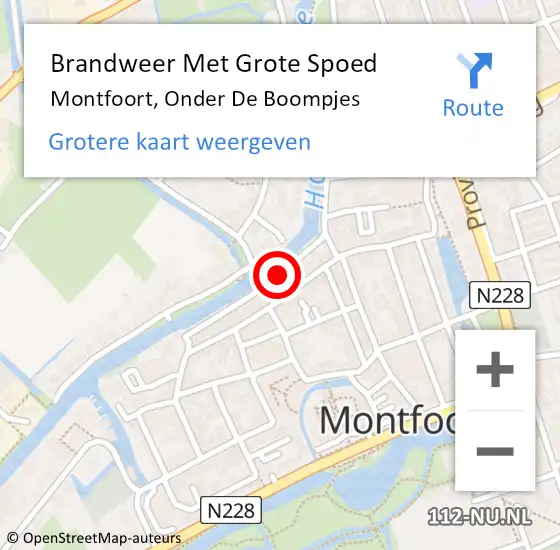 Locatie op kaart van de 112 melding: Brandweer Met Grote Spoed Naar Montfoort, Onder De Boompjes op 22 juni 2017 03:29