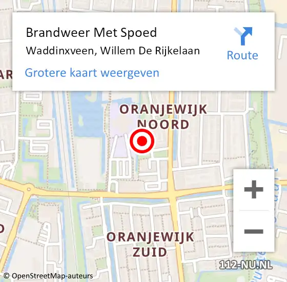 Locatie op kaart van de 112 melding: Brandweer Met Spoed Naar Waddinxveen, Willem De Rijkelaan op 22 juni 2017 06:32