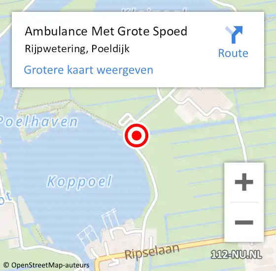 Locatie op kaart van de 112 melding: Ambulance Met Grote Spoed Naar Rijpwetering, Poeldijk op 22 juni 2017 06:58