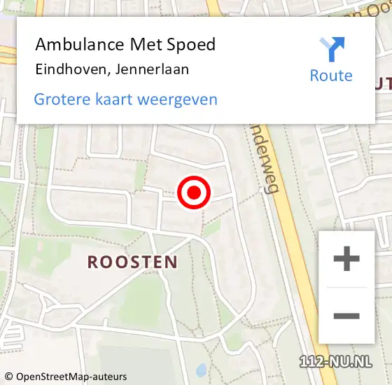 Locatie op kaart van de 112 melding: Ambulance Met Spoed Naar Eindhoven, Jennerlaan op 22 juni 2017 07:06
