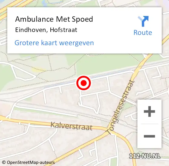 Locatie op kaart van de 112 melding: Ambulance Met Spoed Naar Eindhoven, Hofstraat op 22 juni 2017 07:06