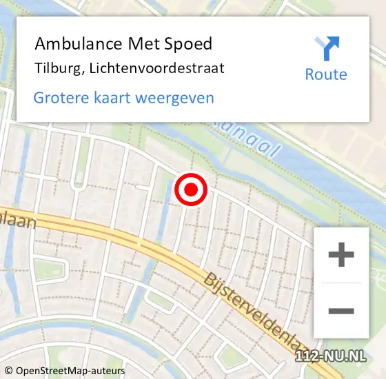 Locatie op kaart van de 112 melding: Ambulance Met Spoed Naar Tilburg, Lichtenvoordestraat op 22 juni 2017 07:24