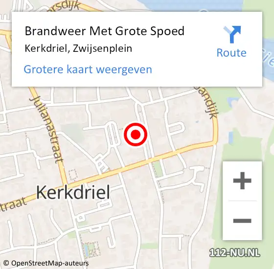 Locatie op kaart van de 112 melding: Brandweer Met Grote Spoed Naar Kerkdriel, Zwijsenplein op 22 juni 2017 08:05